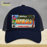 Honolulu Hawaii State Novelty License Plate Hat Mesh / Navy