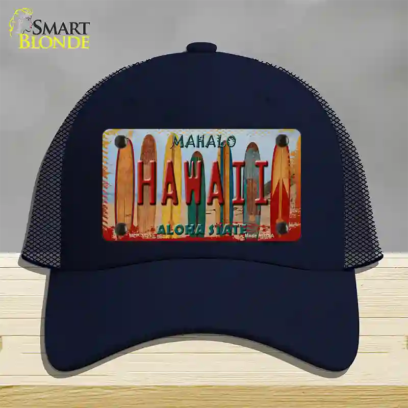 Hawaii Surfboards State Novelty License Plate Hat Mesh / Navy