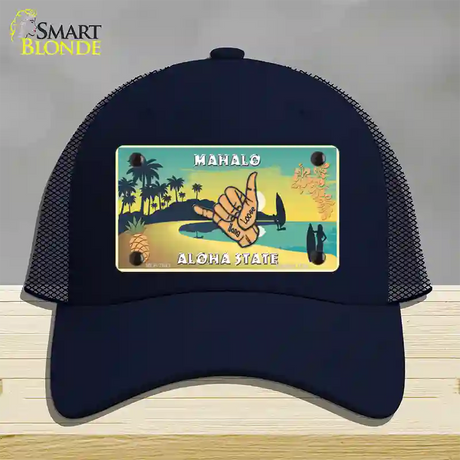 Hang Loose Hawaii Pineapple Novelty License Plate Hat Mesh / Navy