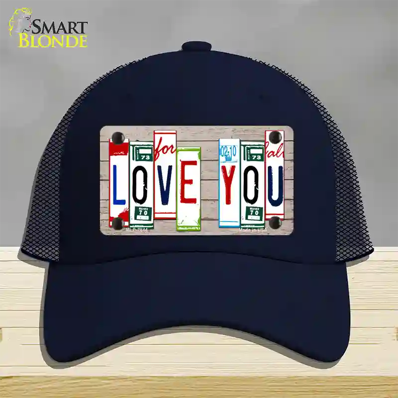 Love You License Plate Art Wood Novelty License Plate Hat Mesh / Navy