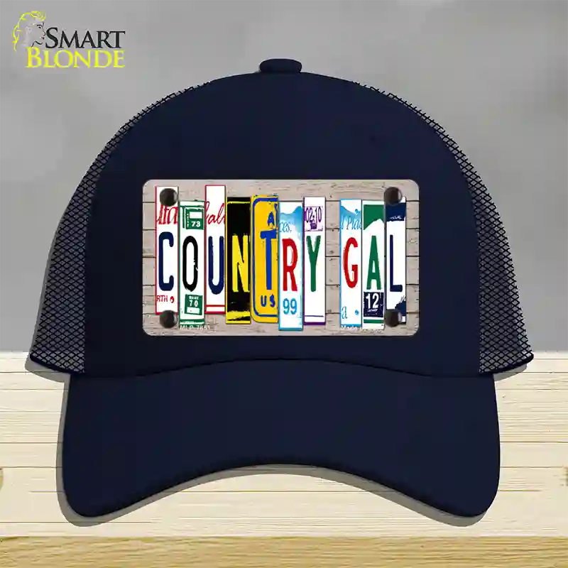 Country Gal Plate Art Novelty License Plate Hat Mesh / Navy