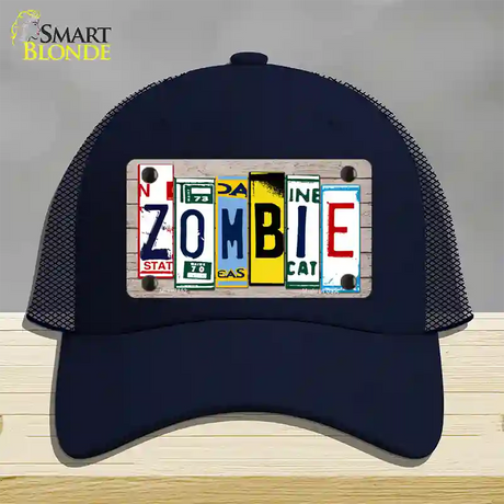 Zombie License Plate Art Wood Novelty License Plate Hat Mesh / Navy