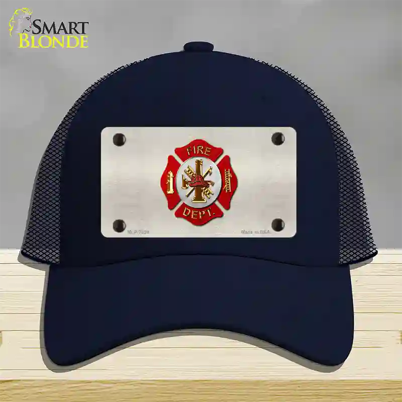 Fire Department Novelty License Plate Hat Mesh / Navy