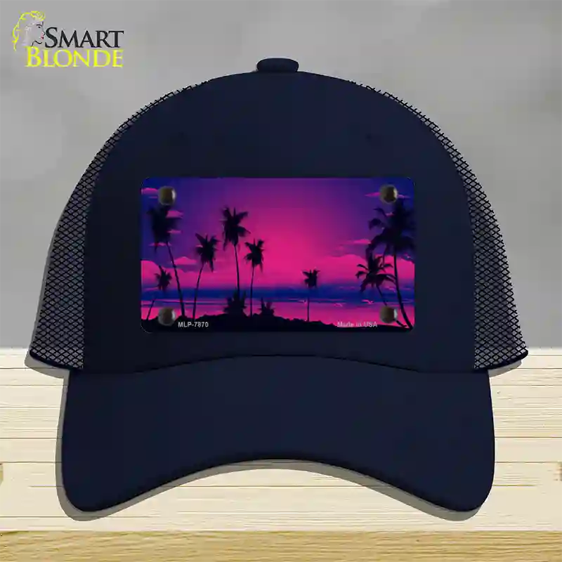 Sunset Pink Novelty License Plate Hat Mesh / Navy