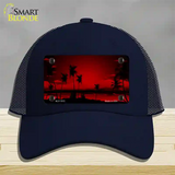 Sunset Red Novelty License Plate Hat Mesh / Navy