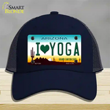 I Love Yoga Novelty License Plate Hat Mesh / Navy