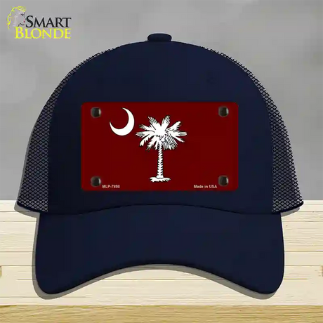 South Carolina Flag Burgundy Novelty License Plate Hat Mesh / Navy