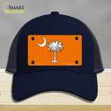 South Carolina Flag Orange Novelty License Plate Hat Mesh / Navy