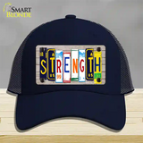 Strength Wood License Plate Art Novelty License Plate Hat Mesh / Navy