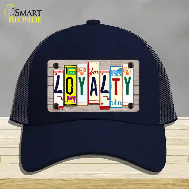 Loyalty Wood License Plate Art Novelty License Plate Hat Mesh / Navy