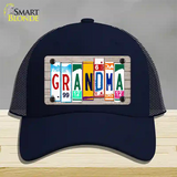 Grandma Wood License Plate Art Novelty License Plate Hat Mesh / Navy