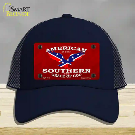 American By Birth Novelty License Plate Hat Mesh / Navy