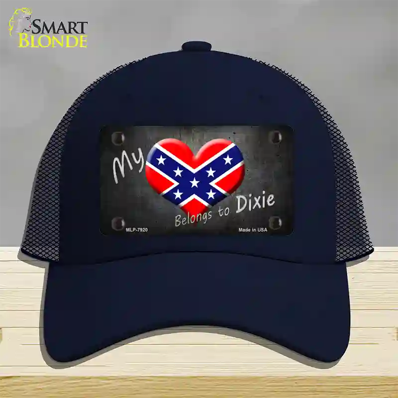 Heart Belongs To Dixie Novelty License Plate Hat Mesh / Navy