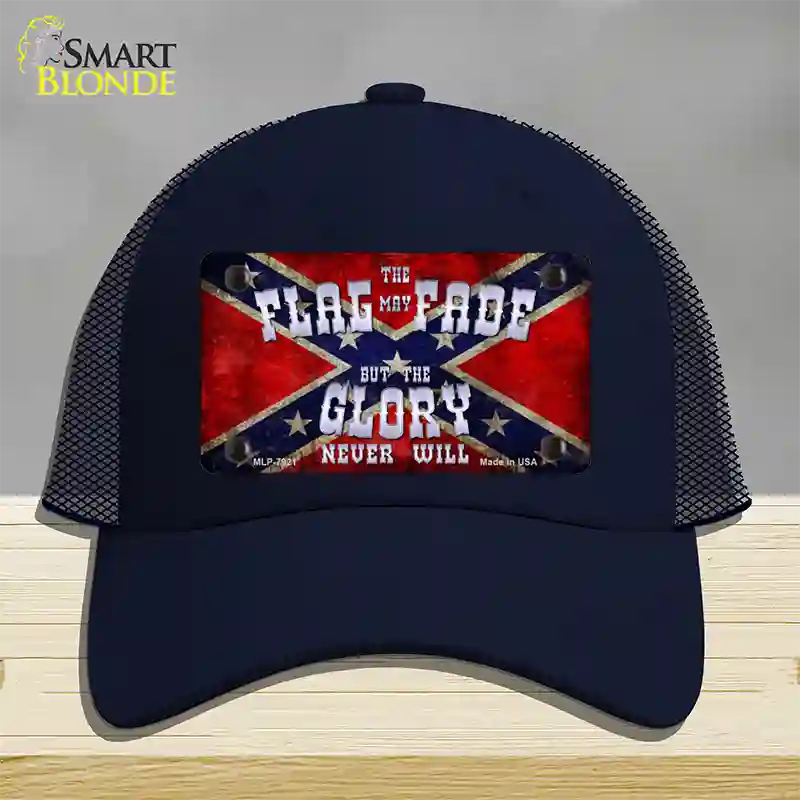 Flag May Fade Novelty License Plate Hat Mesh / Navy