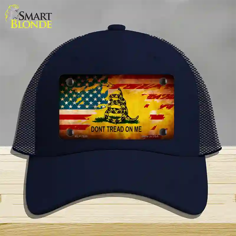 Dont Tread On Me US Flag Novelty License Plate Hat Mesh / Navy