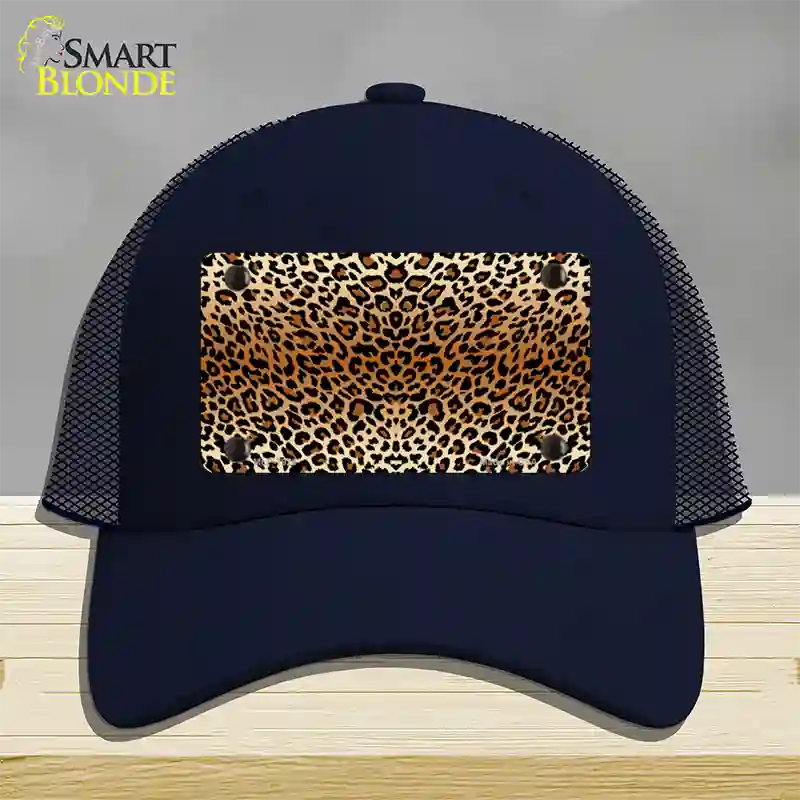 Cheetah Print Novelty License Plate Hat Mesh / Navy