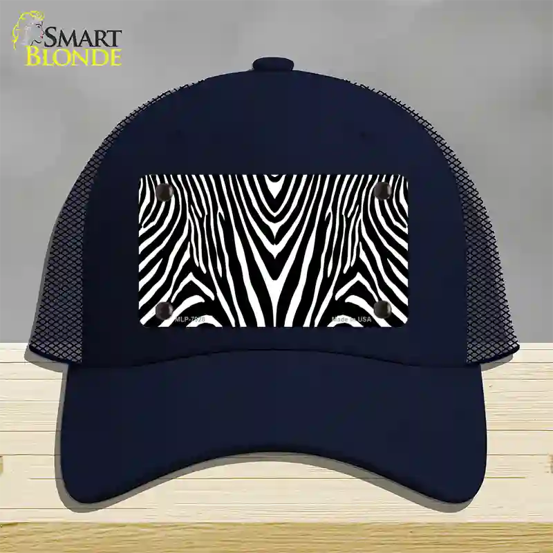 Zebra Print Novelty License Plate Hat Mesh / Navy