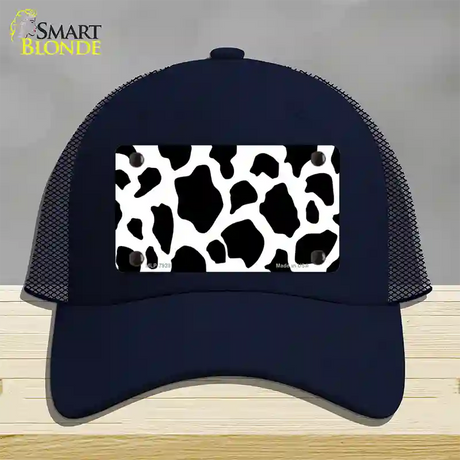 Cow Print Novelty License Plate Hat Mesh / Navy