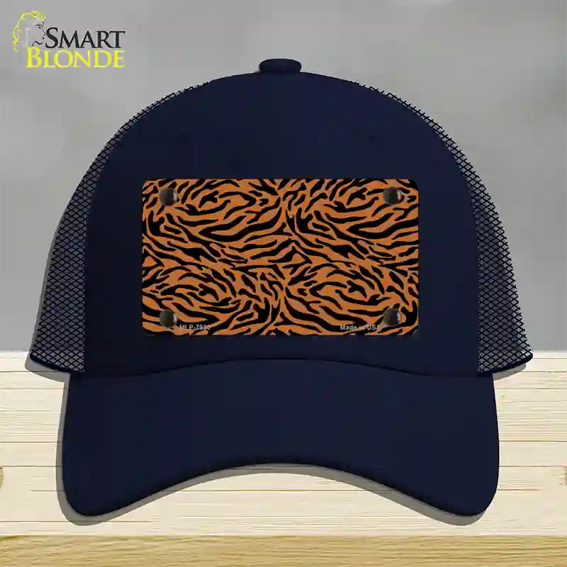 Tiger Print Novelty License Plate Hat Mesh / Navy