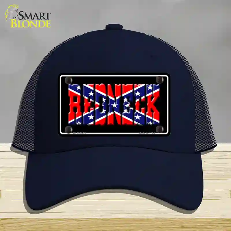 Redneck Confederate Flag Black Novelty License Plate Hat Mesh / Navy