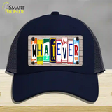 Whatever Wood License Plate Art Novelty License Plate Hat Mesh / Navy