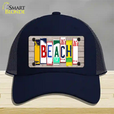 Beach Wood License Plate Art Novelty License Plate Hat Mesh / Navy