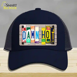 Damn Hot Wood License Plate Art Novelty License Plate Hat Mesh / Navy