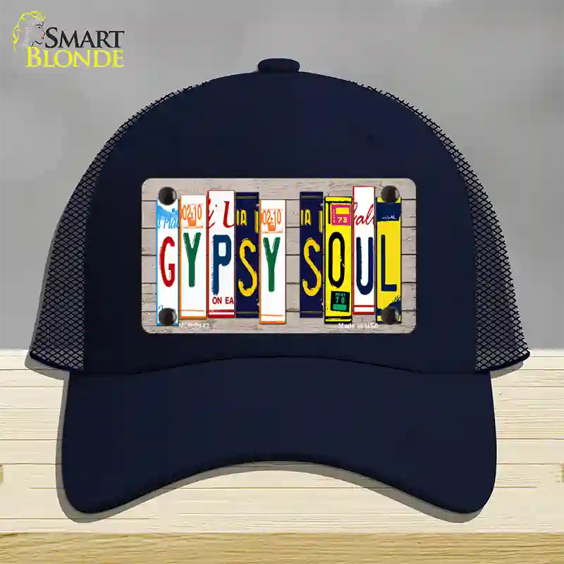 Gypsy Soul Wood License Plate Art Novelty License Plate Hat Mesh / Navy