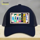 Namaste Wood License Plate Art Novelty License Plate Hat Mesh / Navy