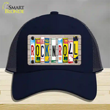 Rock N Roll Wood License Plate Art Novelty License Plate Hat Mesh / Navy