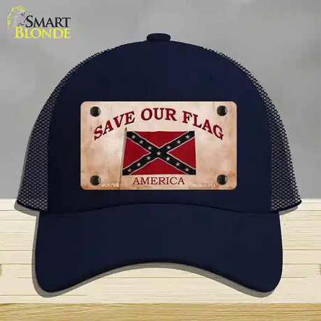 Save Our Flag Confederate Novelty License Plate Hat Mesh / Navy