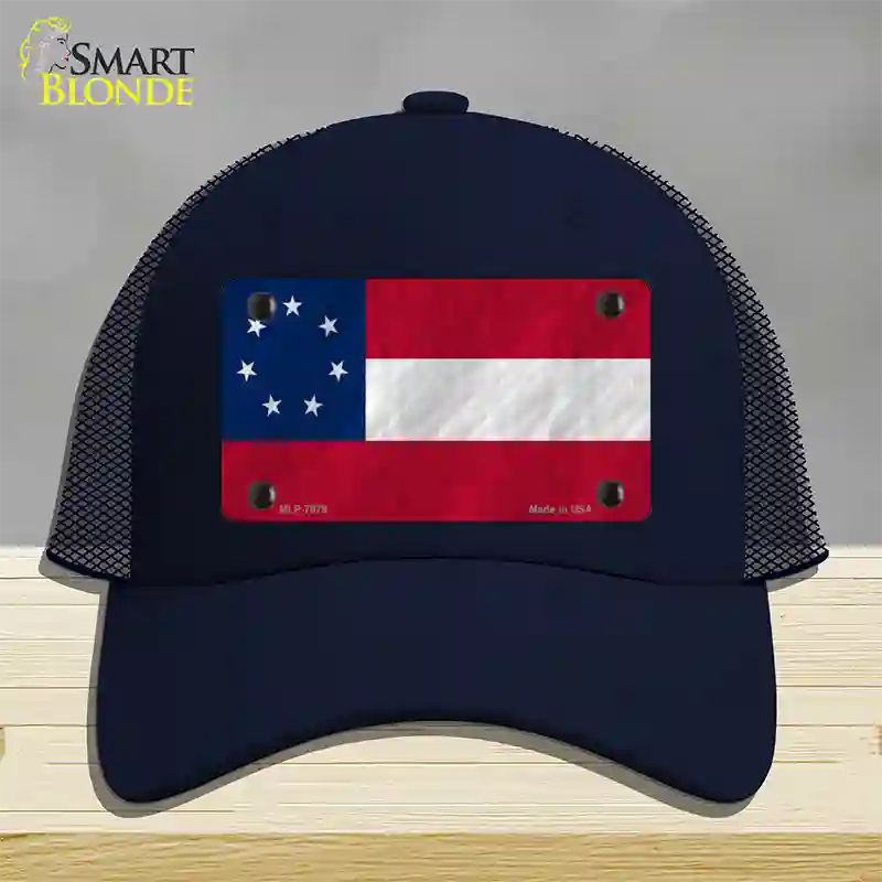 Confederate Flag First 7 Stars Novelty License Plate Hat Mesh / Navy