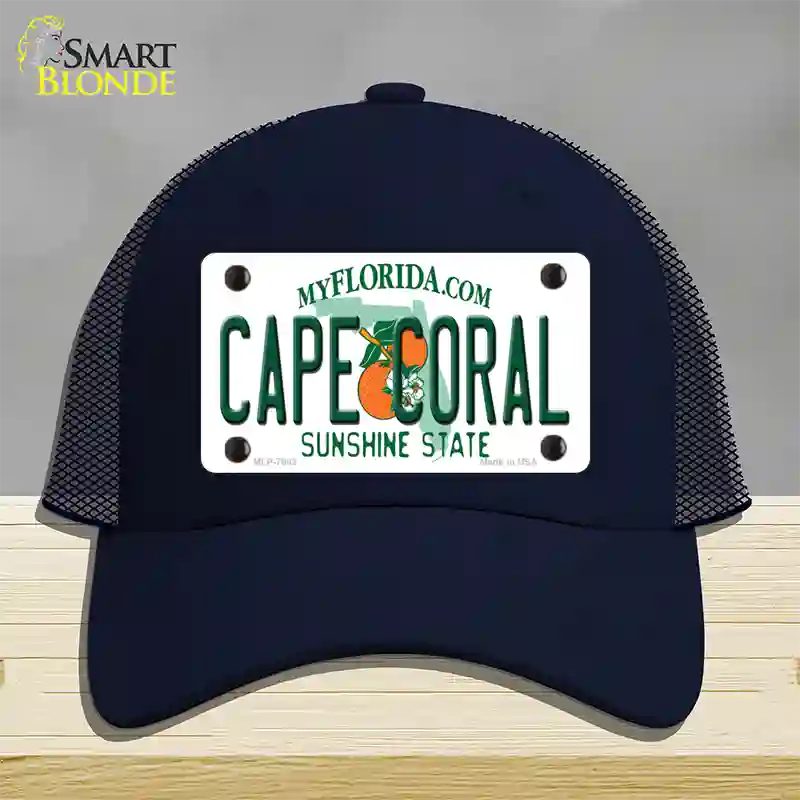 Cape Coral Florida Novelty License Plate Hat Mesh / Navy