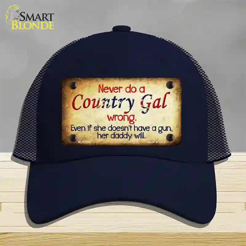 Country Gal Wrong Novelty License Plate Hat Mesh / Navy