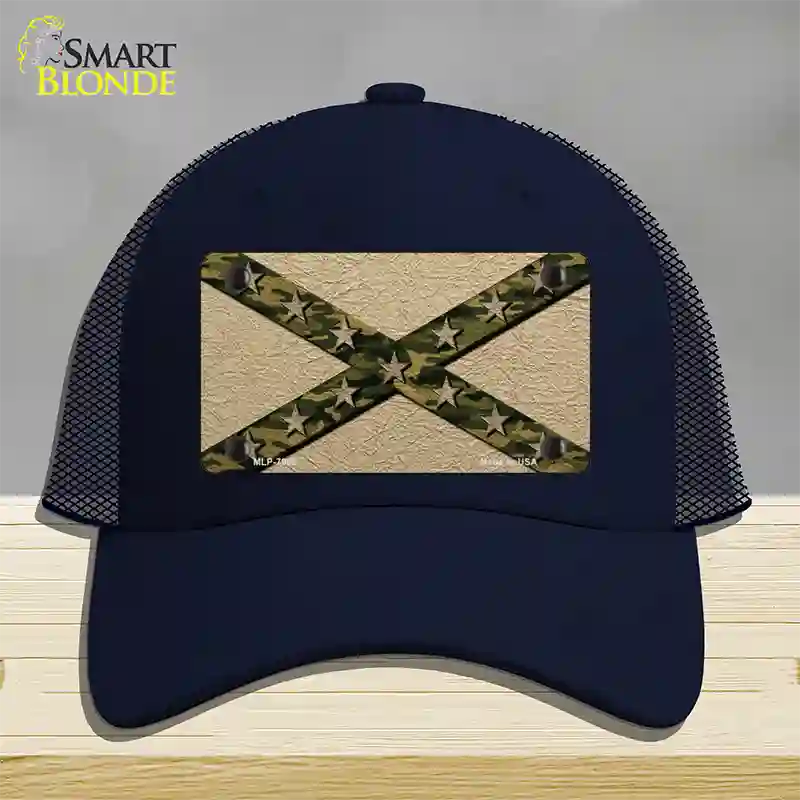 Confederate Stripes Camo Novelty License Plate Hat Mesh / Navy