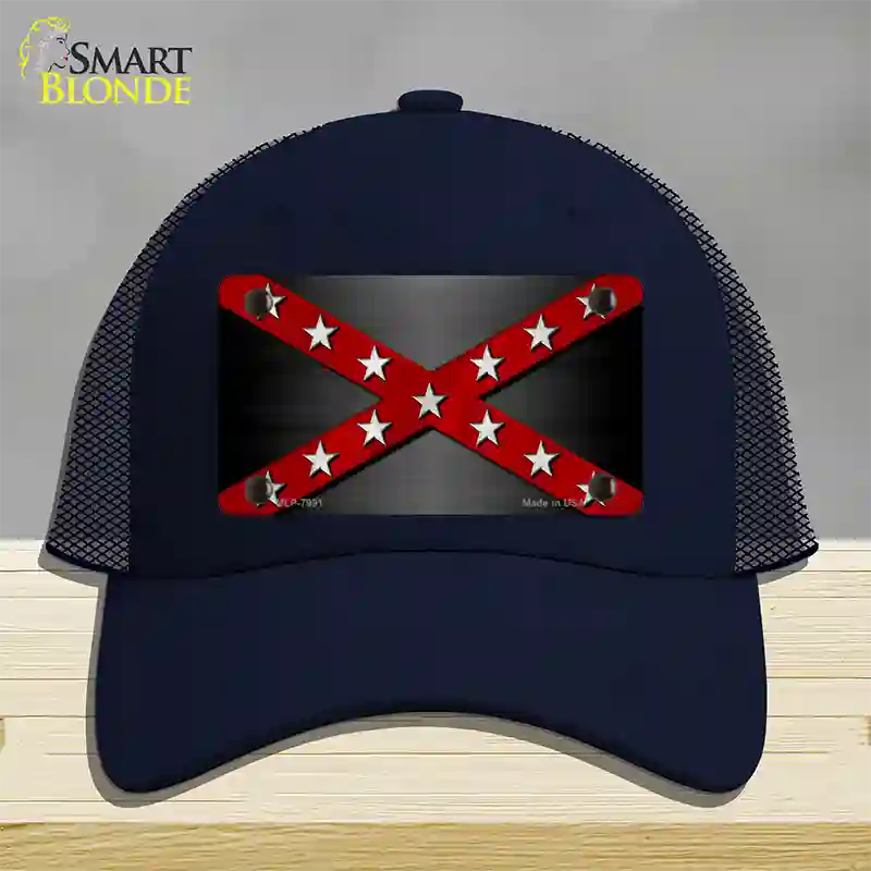 Confederate Stripes Red Novelty License Plate Hat Mesh / Navy