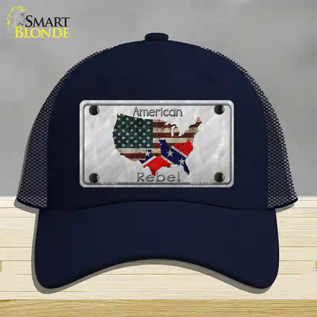 American Rebel Map Novelty License Plate Hat Mesh / Navy