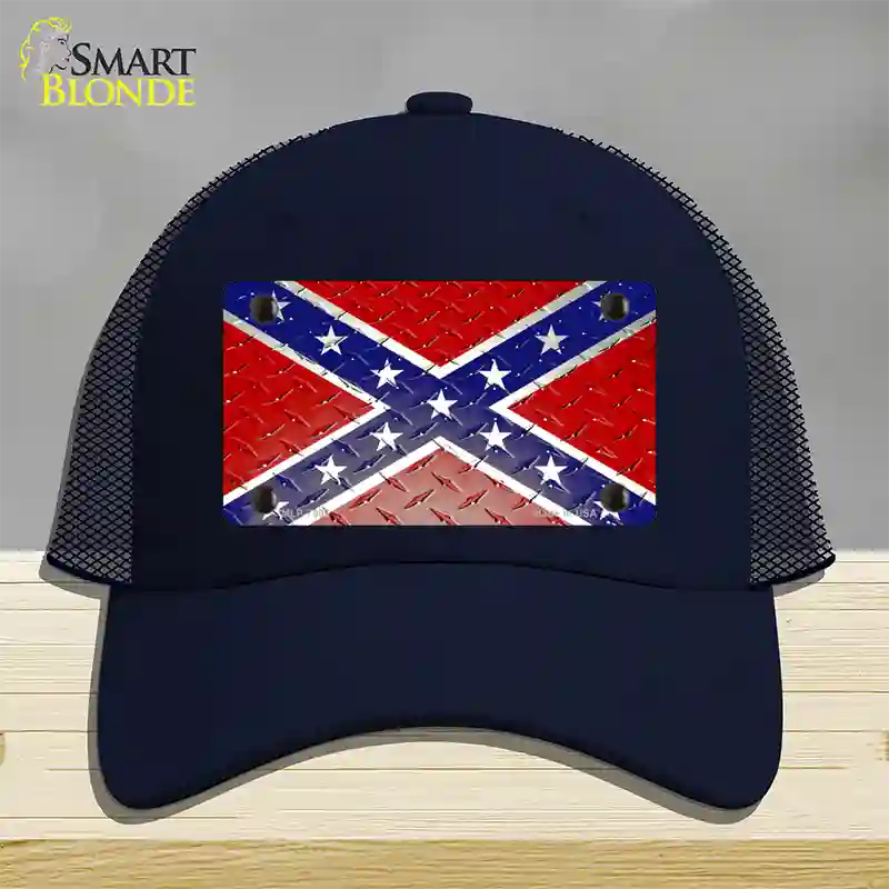 Confederate Flag Diamond Novelty License Plate Hat Mesh / Navy