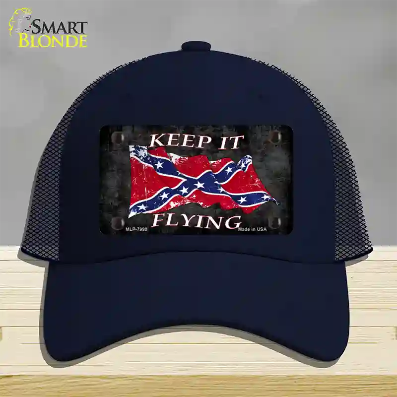 Confederate Keep It Flying Novelty License Plate Hat Mesh / Navy