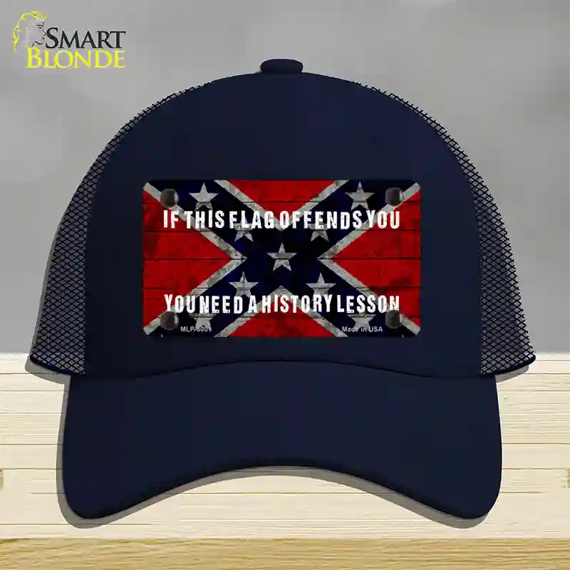 History Lesson Novelty License Plate Hat Mesh / Navy