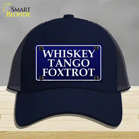 Whiskey Tango Foxtrot Novelty License Plate Hat Mesh / Navy