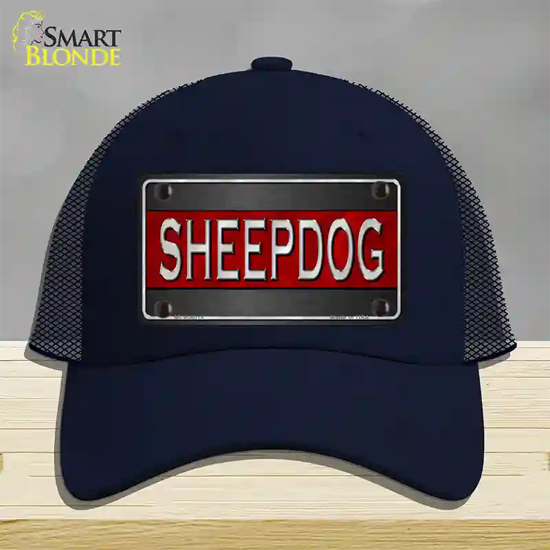 Sheepdog Thin Red Line Novelty License Plate Hat Mesh / Navy