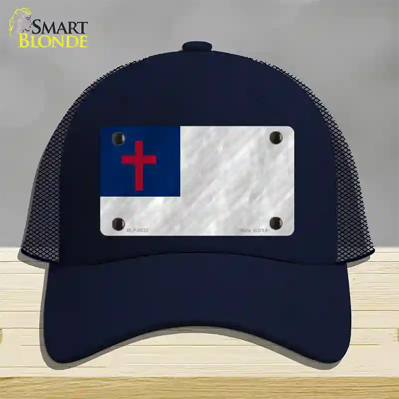 Christian Flag Novelty License Plate Hat Mesh / Navy