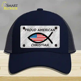 Proud American Christian Novelty License Plate Hat Mesh / Navy