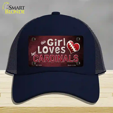 This Girl Loves Her Cardinals Novelty License Plate Hat Mesh / Navy