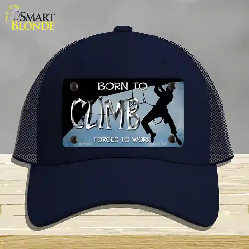 Born To Climb Novelty License Plate Hat Mesh / Navy