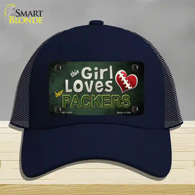 This Girl Loves Her Packers Novelty License Plate Hat Mesh / Navy