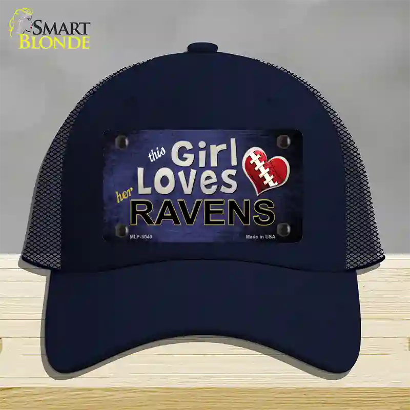 This Girl Loves Her Ravens Novelty License Plate Hat Mesh / Navy