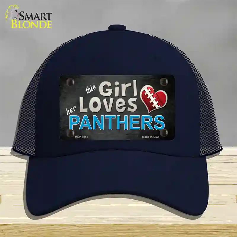 This Girl Loves Her Panthers Novelty License Plate Hat Mesh / Navy