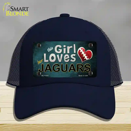 This Girl Loves Her Jaguars Novelty License Plate Hat Mesh / Navy